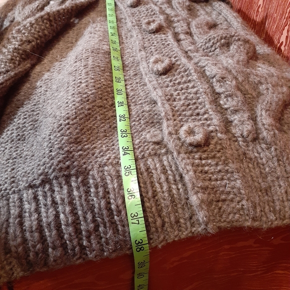 PURE 100% WOOL/KARPAS KNITTED HOODED BUTTON DOWN SWEATER CARDIGAN GRAY WOMEN'S - Picture 14 of 14